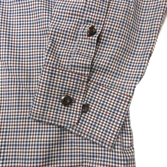 Viyella Button Up Shirt Mens Large Long Sleeve Non Iron Cotton Blue Red Plaid - Picture 3 of 6